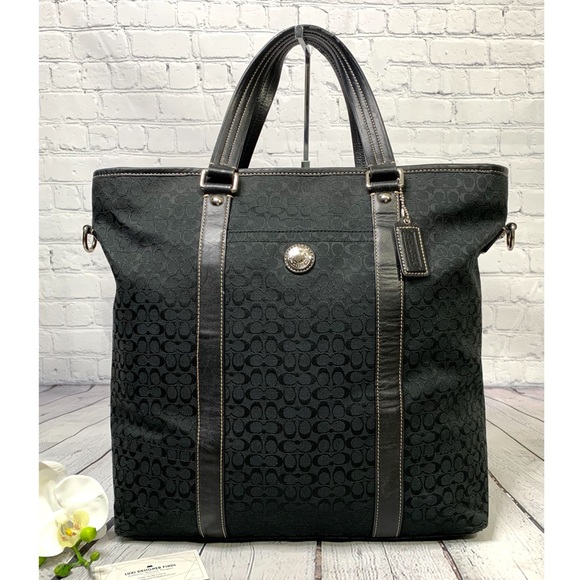 Coach Voyage Signature Logo Tote in Black - Picture 2 of 10